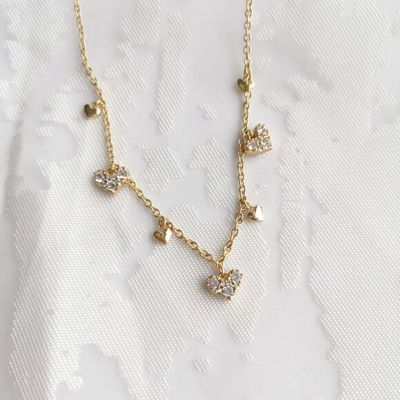 Alicia Bonnie Isabella Gold Charm Necklace White Crystal - Picture 1 of 4